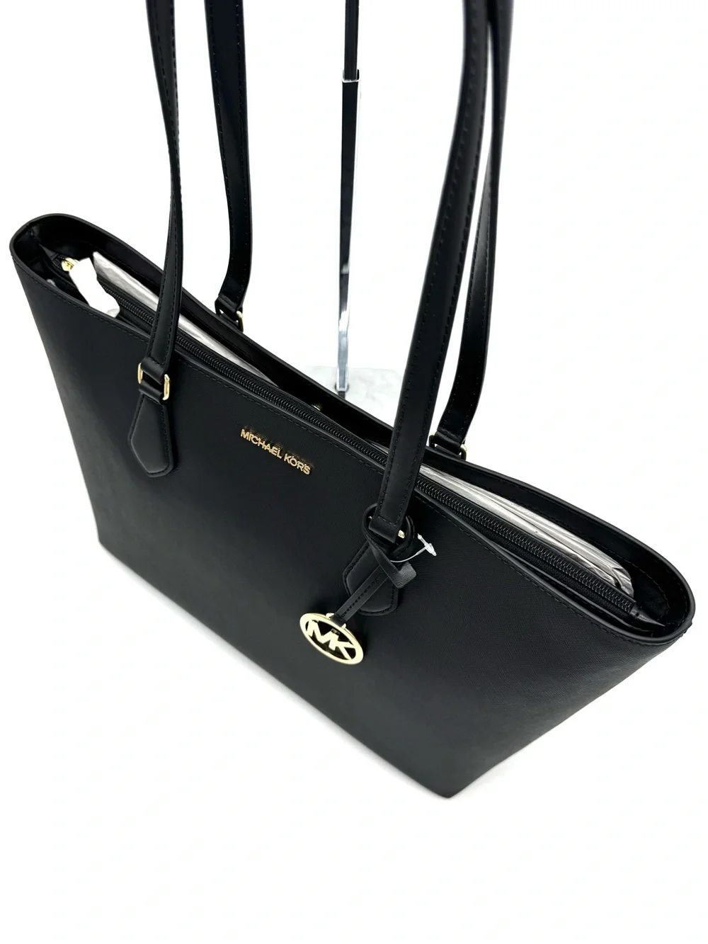 Michael Kors Bag Large Sheila Mf Tote Bag Black/Gold - Picture 6 of 10